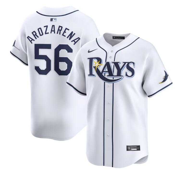 Men%27s Tampa Bay Rays #56 Randy Arozarena White Home Limited Stitched Baseball Jersey Dzhi